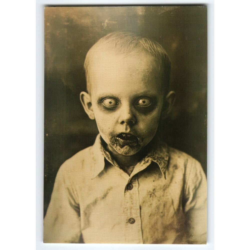 Vintage Halloween Horror Postcard Creepy Zombie Boy Image 5.5x4"
